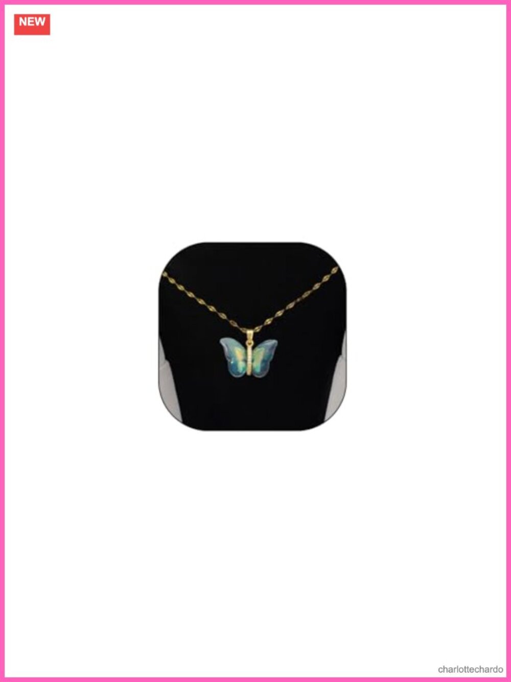 Gold Plated Crystal Butterfly Pendant Necklace Adjustable Choker